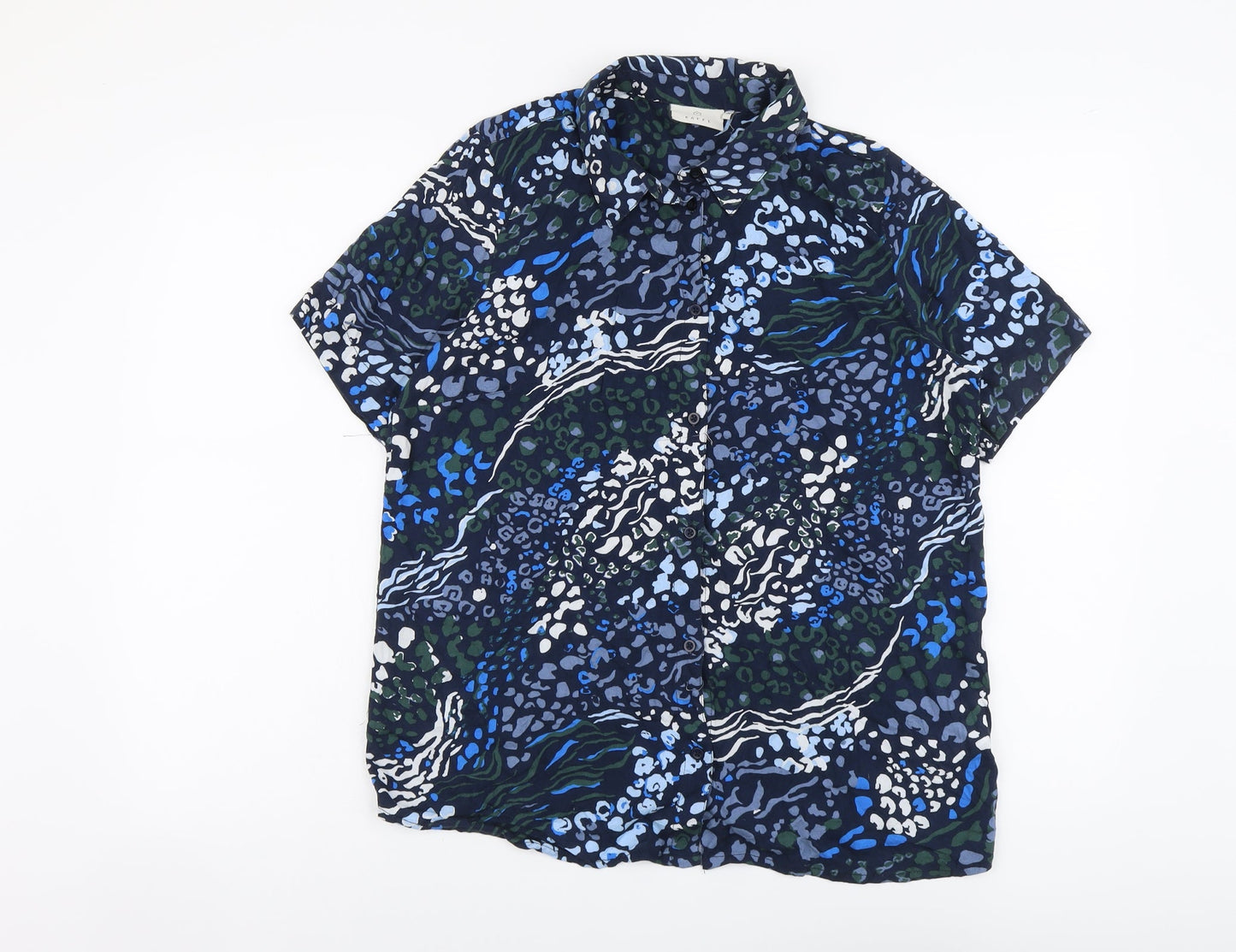 Womens UK Size 8 Kaffe Blue Basic Button-Up