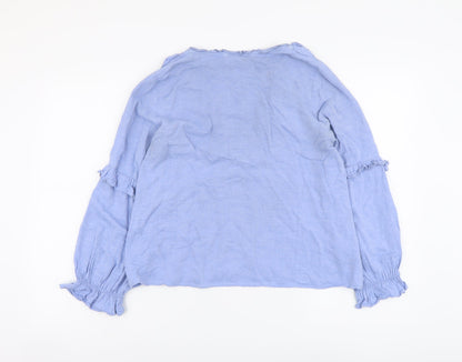 Womens UK Size M Zara Blue Basic Blouse