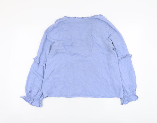 Womens UK Size M Zara Blue Basic Blouse
