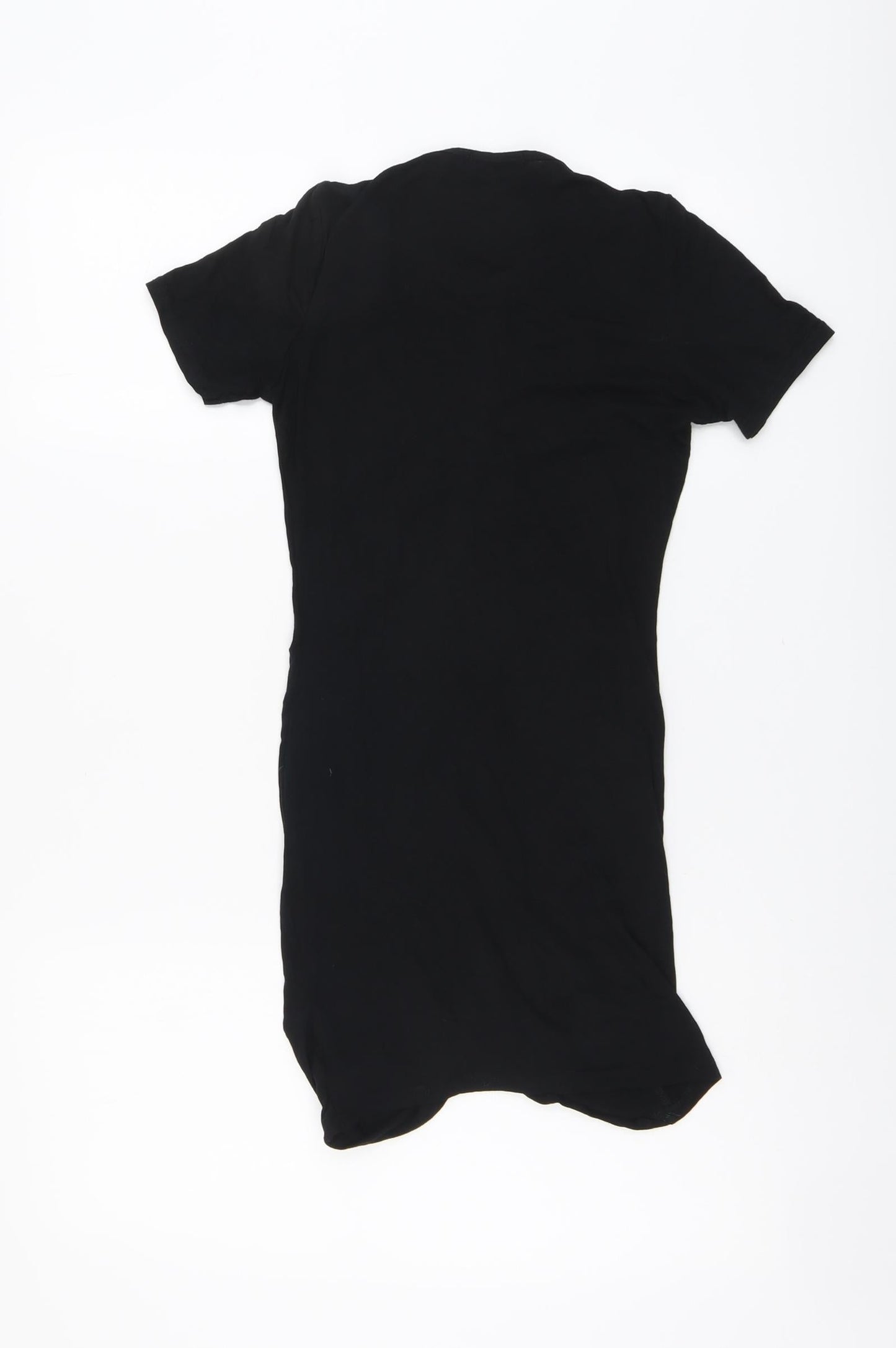 PRETTYLITTLETHING Womens Black Viscose Bodycon Size 4 V-Neck Pullover