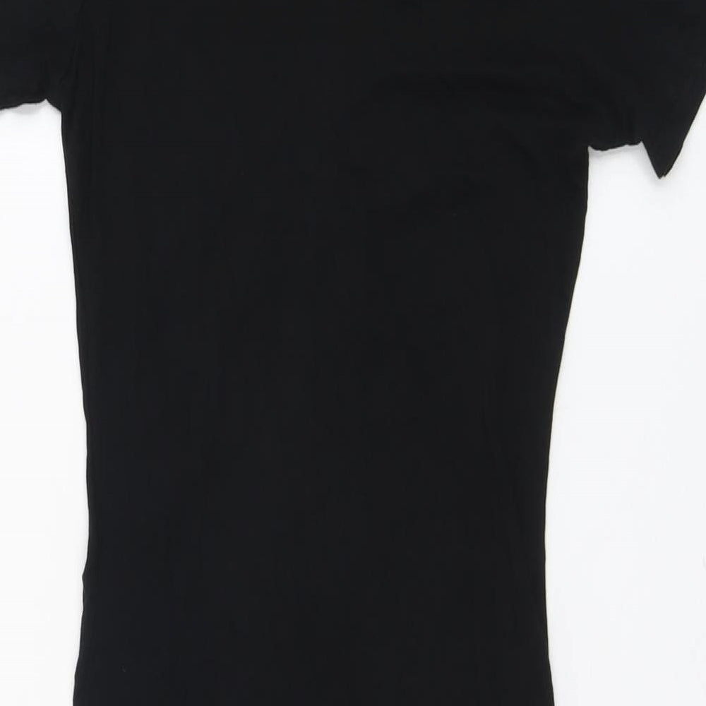 PRETTYLITTLETHING Womens Black Viscose Bodycon Size 4 V-Neck Pullover