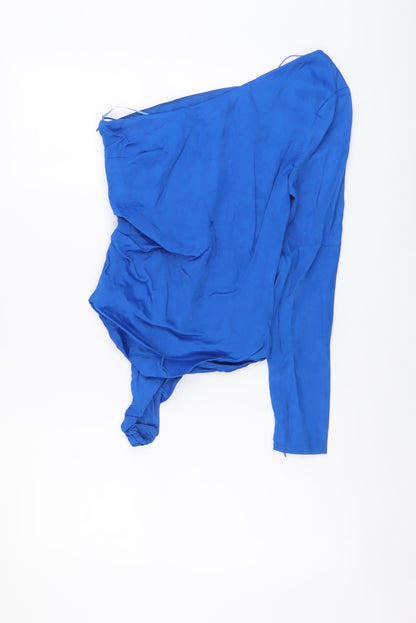 Zara Womens Blue Viscose Bodysuit One-Piece Size S Snap