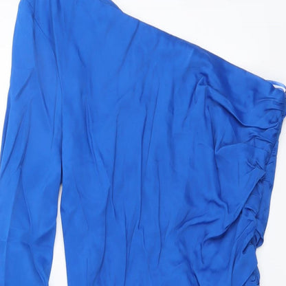 Zara Womens Blue Viscose Bodysuit One-Piece Size S Snap