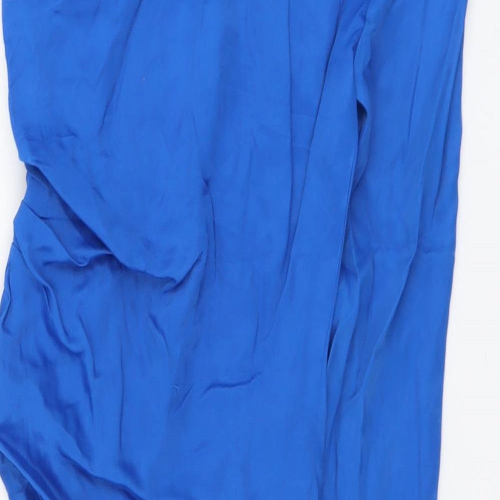 Zara Womens Blue Viscose Bodysuit One-Piece Size S Snap