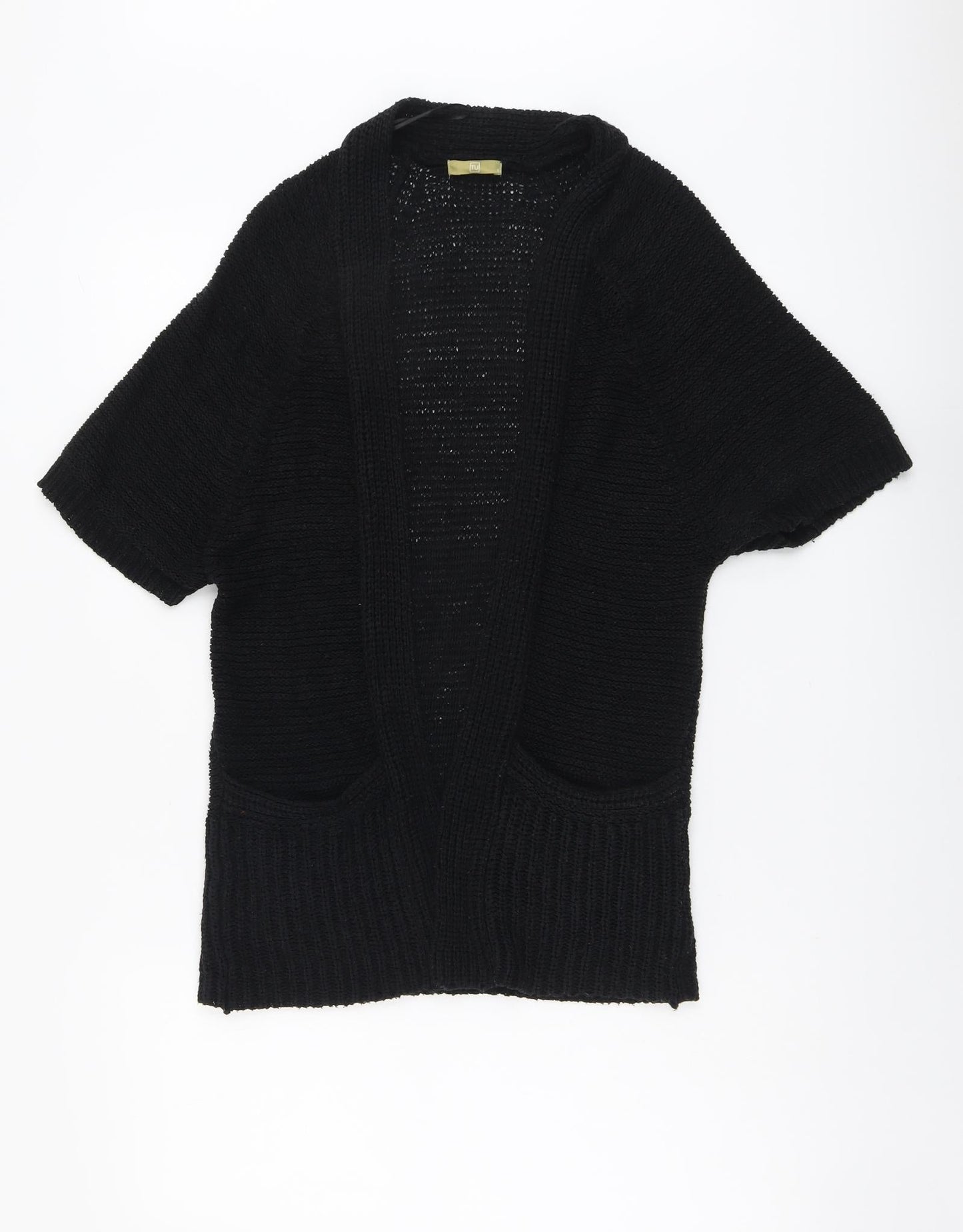TU Womens Black V-Neck Acrylic Cardigan Jumper Size 8