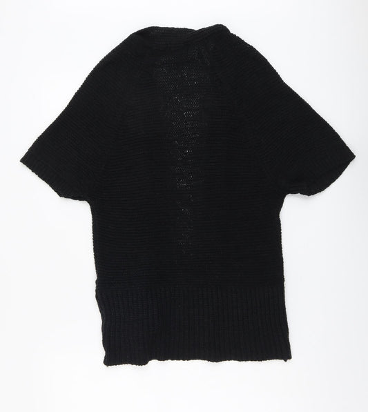TU Womens Black V-Neck Acrylic Cardigan Jumper Size 8