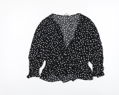 Womens UK Size 10 Red Herring Black Basic Blouse