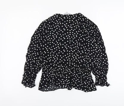 Womens UK Size 10 Red Herring Black Basic Blouse
