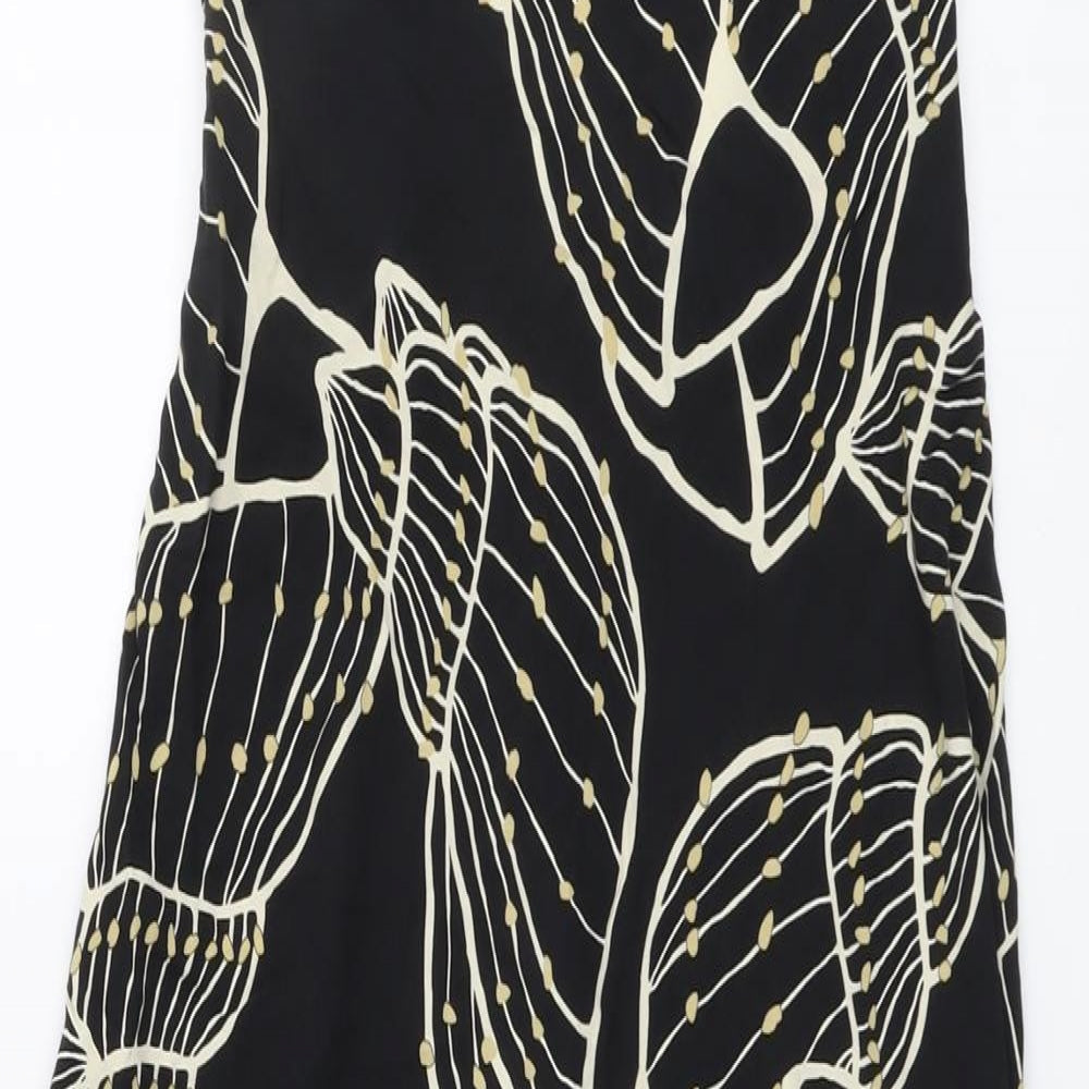 Primark Womens Black Geometric Viscose Trapeze & Swing Size 8 V-Neck Zip - Seashell Pattern