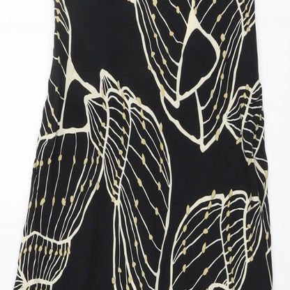 Primark Womens Black Geometric Viscose Trapeze & Swing Size 8 V-Neck Zip - Seashell Pattern
