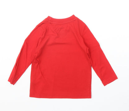 TU Baby Red Cotton Pullover T-Shirt Size 18-24 Months Round Neck Pullover