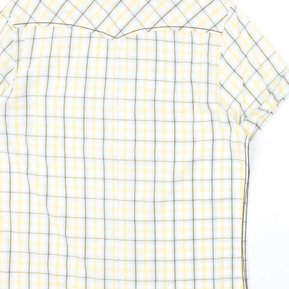 Southside Mens Yellow Plaid Cotton Button-Up Size M Collared Button