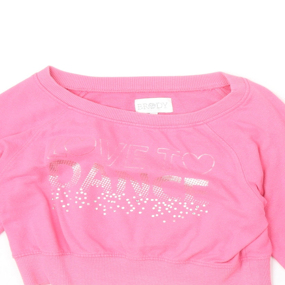 Brody Girls Pink 100% Cotton Pullover Sweatshirt Size 11-12 Years Pullover - Love To Dance