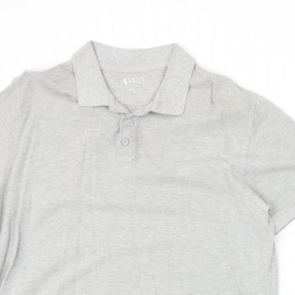 Matalan Mens Grey Cotton Polo Size XL Collared Button