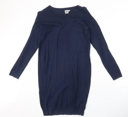 ASOS Womens Blue Acrylic Jumper Dress Size 8 Round Neck Pullover