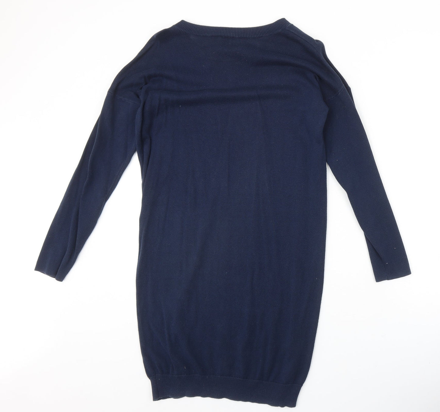 ASOS Womens Blue Acrylic Jumper Dress Size 8 Round Neck Pullover