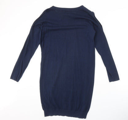 ASOS Womens Blue Acrylic Jumper Dress Size 8 Round Neck Pullover