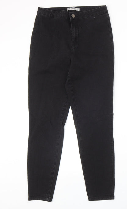 Denim & Co. Womens Black Cotton Skinny Jeans Size 12 Regular Zip