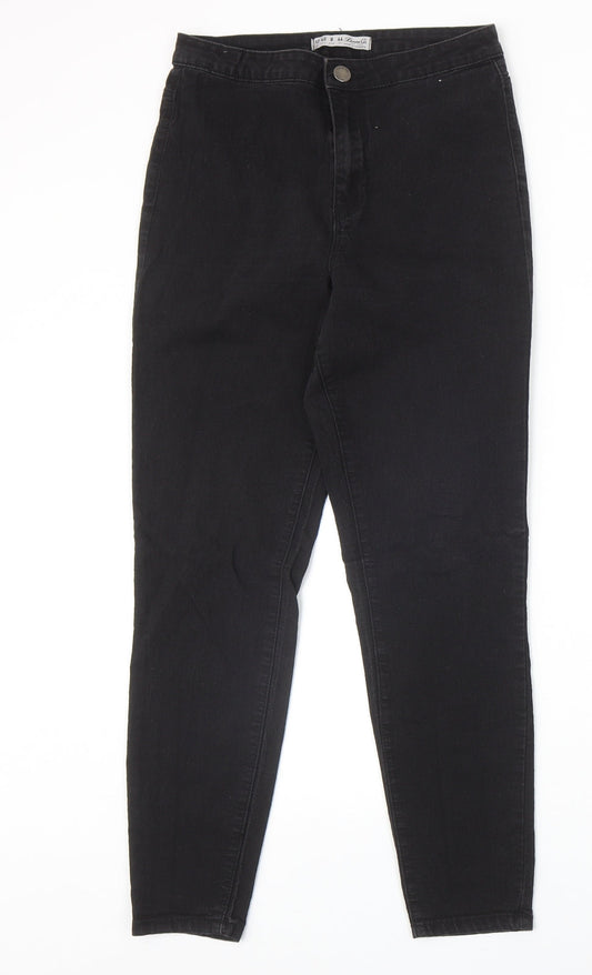 Denim & Co. Womens Black Cotton Skinny Jeans Size 12 Regular Zip