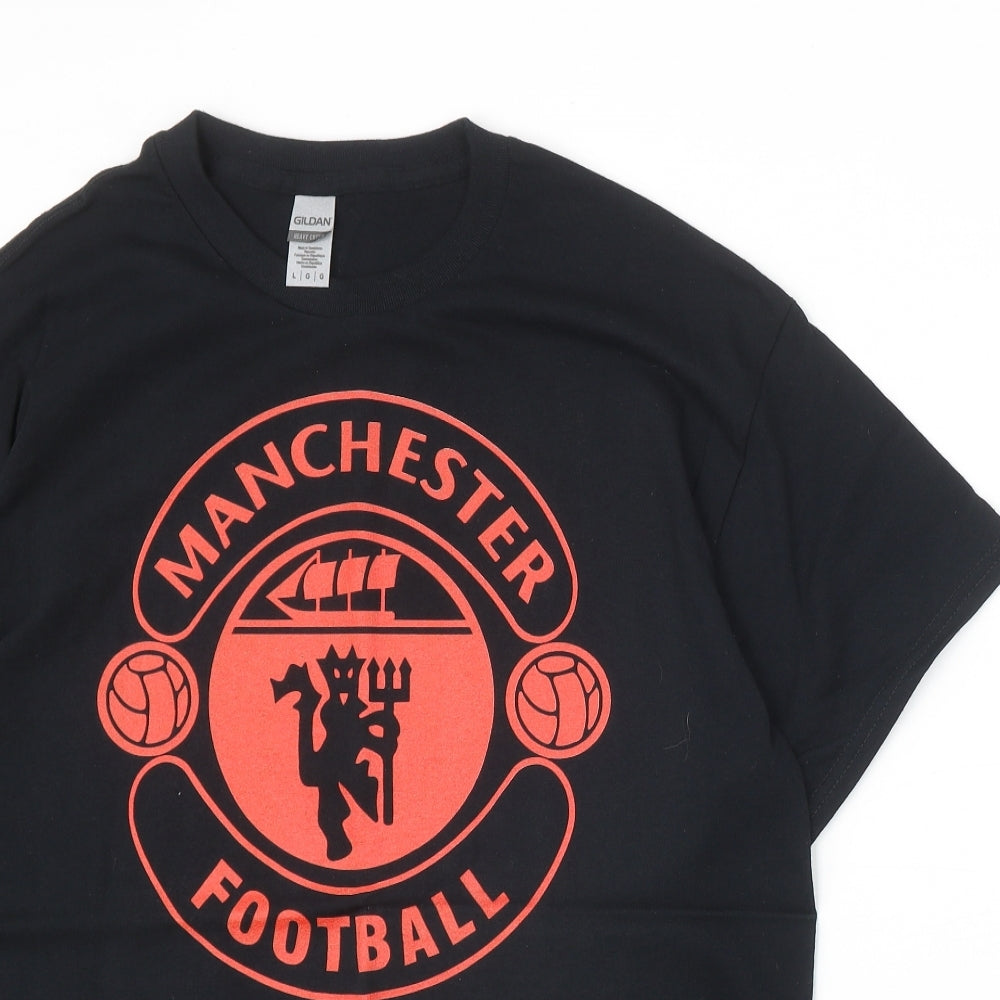 Mens UK Size L Gildan Black  T-Shirt