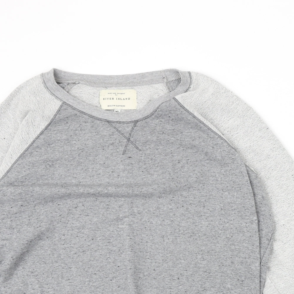 Mens UK Size XL River Island Grey Pullover Sweatshirt