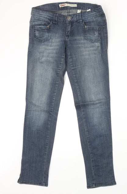 Only Womens Blue Cotton Straight Jeans Size 38 in Regular Zip