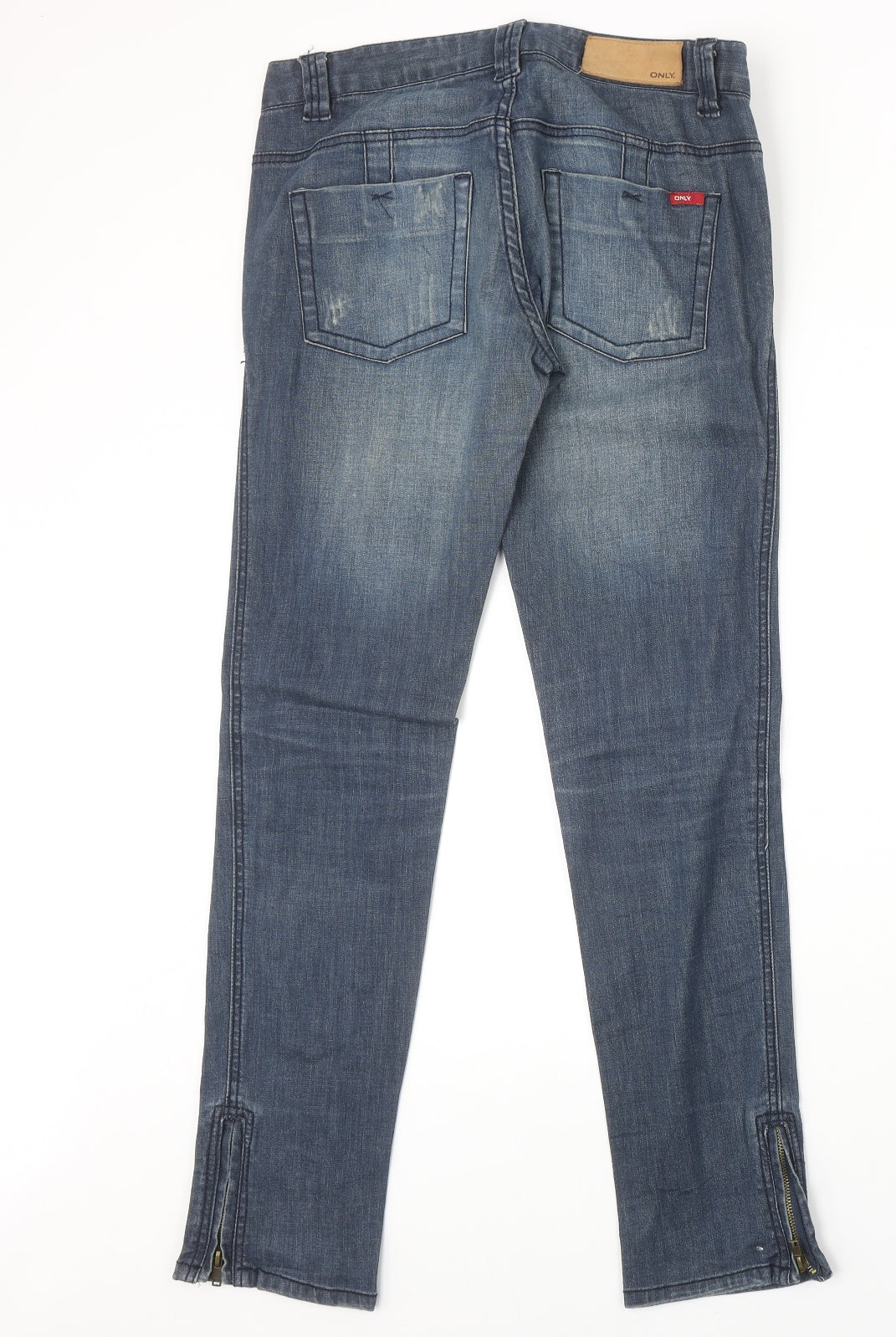 Only Womens Blue Cotton Straight Jeans Size 38 in Regular Zip