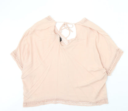 Womens UK Size 8 New Look Pink Basic Blouse