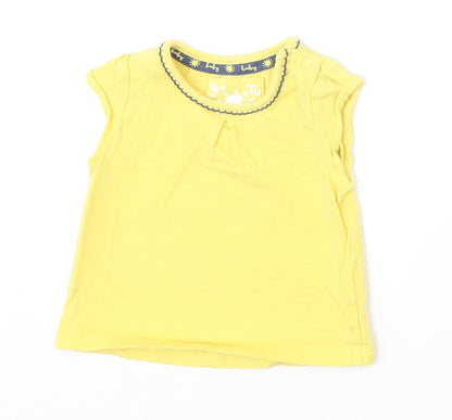 TU Girls Yellow 100% Cotton Basic T-Shirt Size 0-3 Months Round Neck Snap