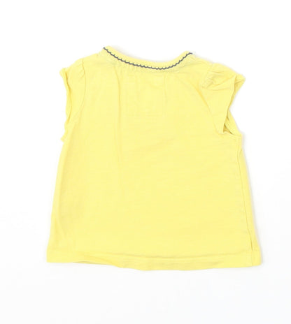 TU Girls Yellow 100% Cotton Basic T-Shirt Size 0-3 Months Round Neck Snap