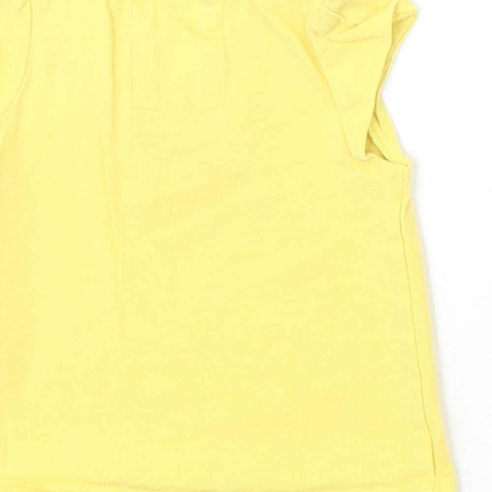 TU Girls Yellow 100% Cotton Basic T-Shirt Size 0-3 Months Round Neck Snap