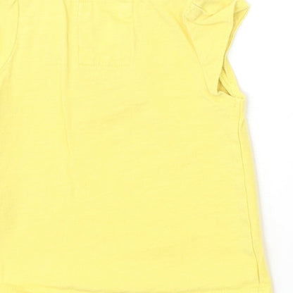 TU Girls Yellow 100% Cotton Basic T-Shirt Size 0-3 Months Round Neck Snap
