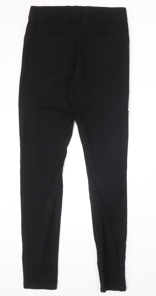 Denim & Co. Womens Black Cotton Jegging Trousers Size 12 Regular