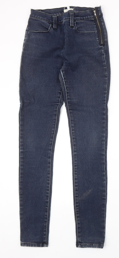 Silent Noise Womens Blue Herringbone Cotton Skinny Jeans Size 27 in Regular Zip