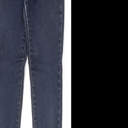 Silent Noise Womens Blue Herringbone Cotton Skinny Jeans Size 27 in Regular Zip