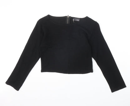 Womens UK Size S Sparkle & Fade Black Cropped T-Shirt