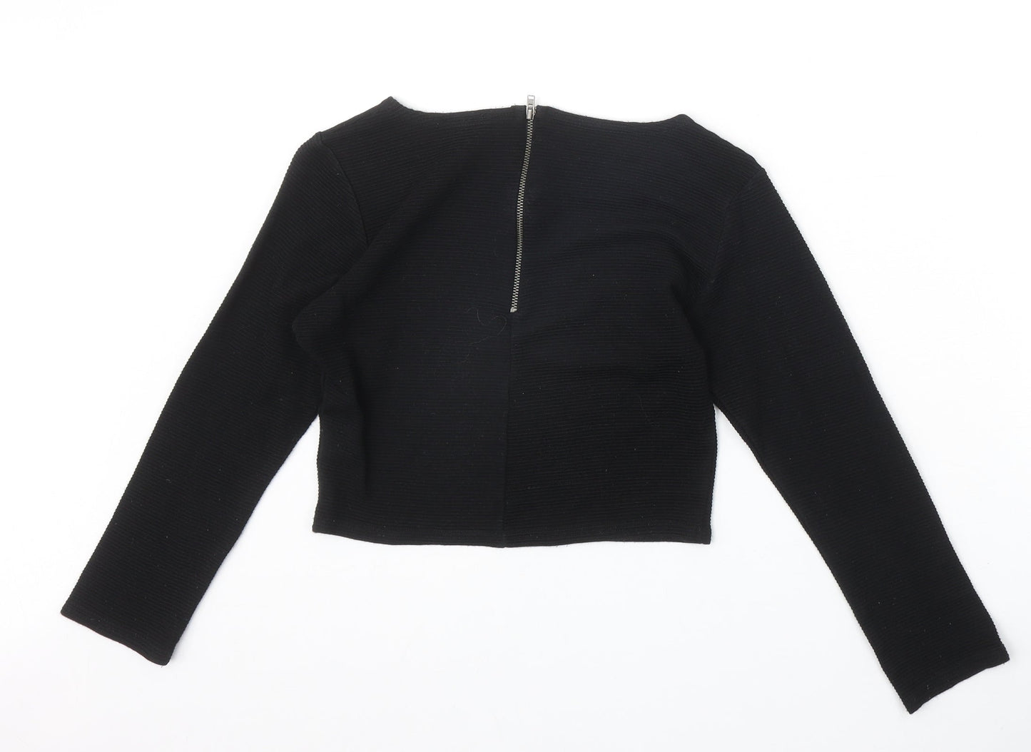 Womens UK Size S Sparkle & Fade Black Cropped T-Shirt