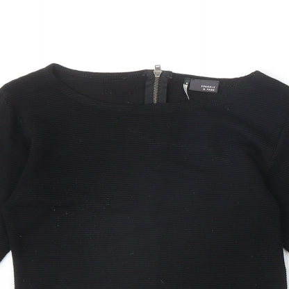 Womens UK Size S Sparkle & Fade Black Cropped T-Shirt