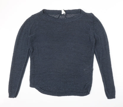 VeroBLUxl Womens Blue Round Neck Acrylic Pullover Jumper Size XL