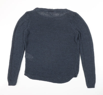 VeroBLUxl Womens Blue Round Neck Acrylic Pullover Jumper Size XL