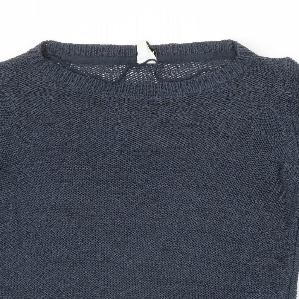 VeroBLUxl Womens Blue Round Neck Acrylic Pullover Jumper Size XL