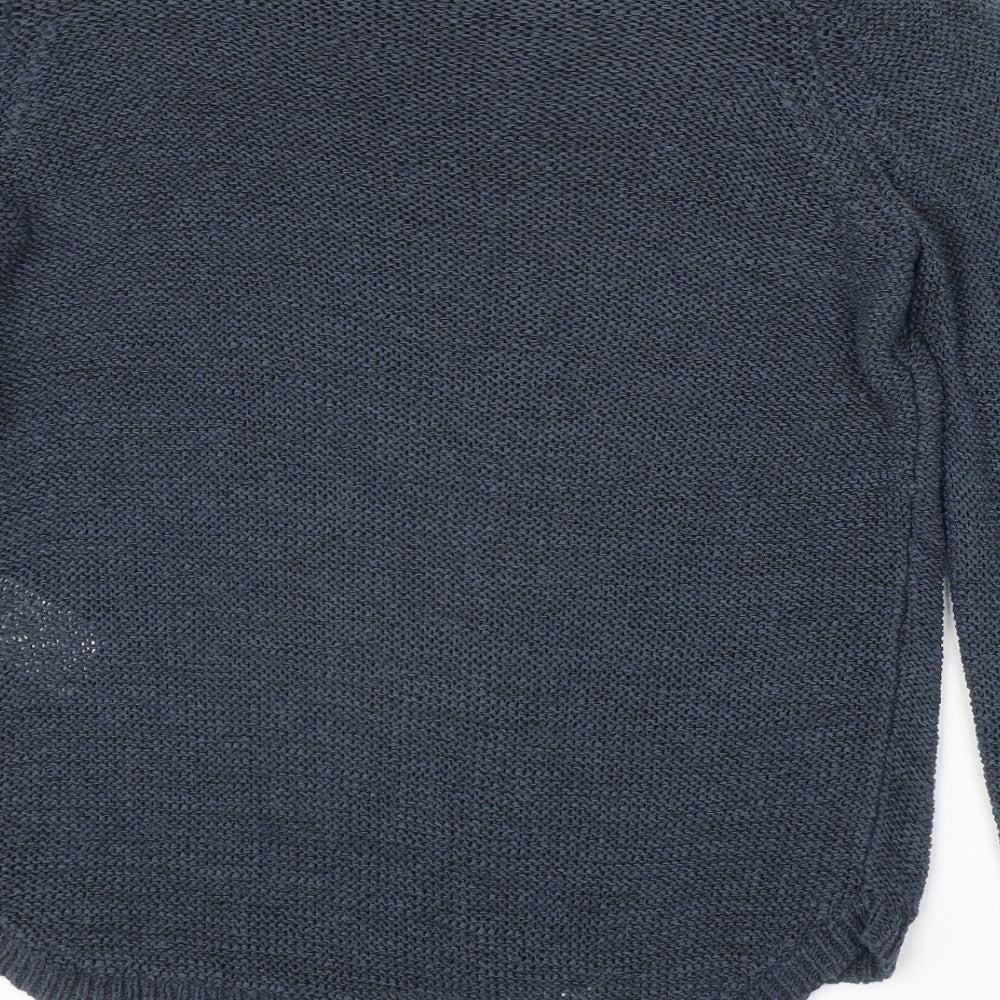 VeroBLUxl Womens Blue Round Neck Acrylic Pullover Jumper Size XL