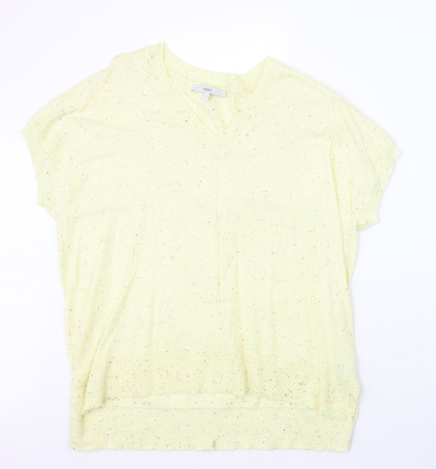 NEXT Womens Yellow Nylon Basic T-Shirt Size L V-Neck