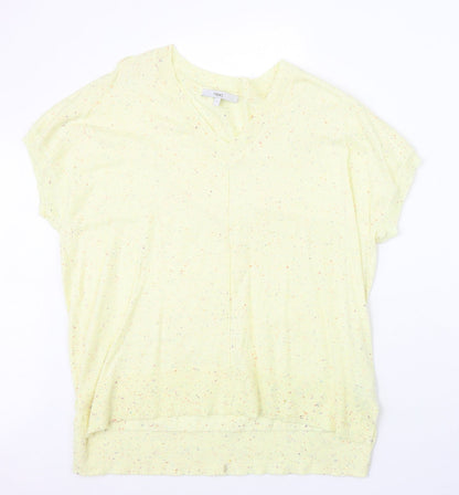 NEXT Womens Yellow Nylon Basic T-Shirt Size L V-Neck