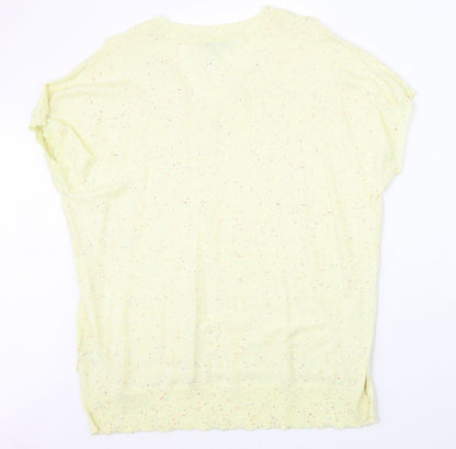 NEXT Womens Yellow Nylon Basic T-Shirt Size L V-Neck