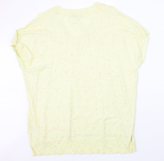 NEXT Womens Yellow Nylon Basic T-Shirt Size L V-Neck