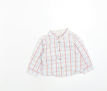 M&Co Boys Multicoloured Plaid Cotton Basic Button-Up Size 6-9 Months Collared Button