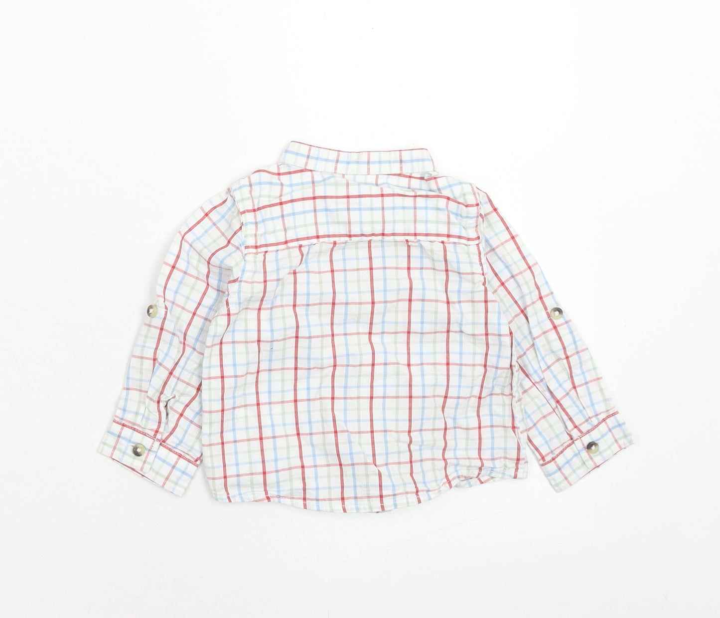 M&Co Boys Multicoloured Plaid Cotton Basic Button-Up Size 6-9 Months Collared Button