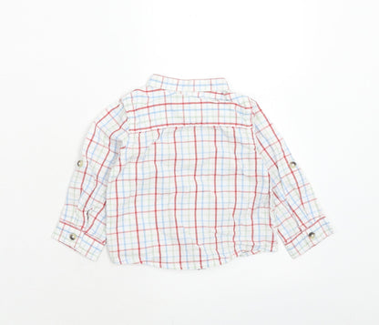 M&Co Boys Multicoloured Plaid Cotton Basic Button-Up Size 6-9 Months Collared Button