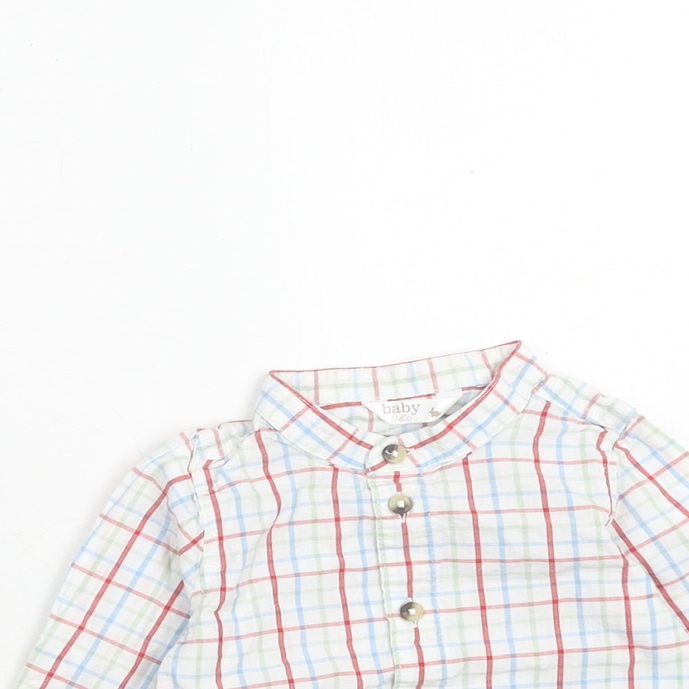 M&Co Boys Multicoloured Plaid Cotton Basic Button-Up Size 6-9 Months Collared Button